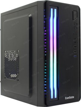 Корпус Minitower ExeGate mEVO-7805-XP450 (mATX, БП XP450 с вент. 12см, 2*USB+1*USB3.0, аудио, черный, с 2*RGB подсветкой)