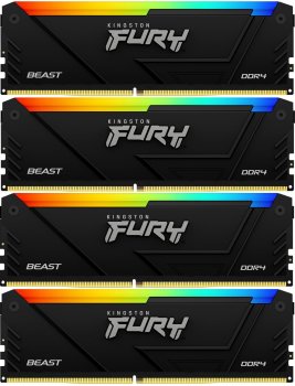 Оперативная память 4x32GB 3200MHz Kingston KF432C16BB2AK4/128 Fury Beast Black RGB RTL Gaming PC4-25600 CL16 DIMM 288-pin 1.35В dual rank с радиатором