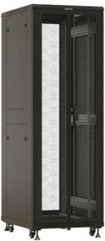 Шкаф серверный Hyperline (TTBR-4261-DD-RAL9004) напольный 42U 600x1000мм пер.дв.перфор. задн.дв.перфор. 2 бок.пан. направл.под закл.гайки 800кг черный