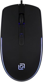 Мышь Оклик 100M черный оптическая (1600dpi) USB для ноутбука (4but)