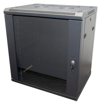 Шкаф 5bites <TC6401-12B> настенный телекоммуникационный, чёрный 12U 600x450, дверь стекло-металл