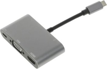 Док-станция для ноутбука Разветвитель USB-C Palmexx серебристый (PX/HUB USBC-HDMI-VGA-USBC)