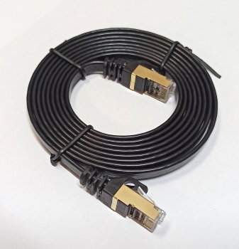 Кабель SFTP 4 28AWG пары cat7 copper flated 2м черный RJ-45 (m)-RJ-45 (m) 10 Гбит/с