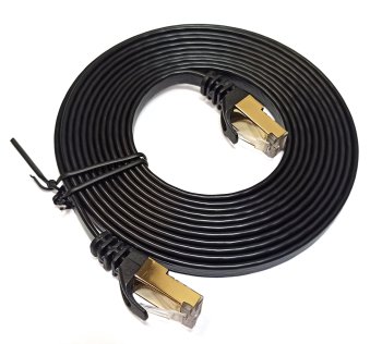 Кабель SFTP 4 28AWG пары cat7 copper flated 3м черный RJ-45 (m)-RJ-45 (m) 10 Гбит/с