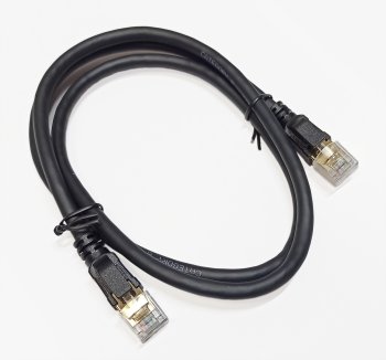 Кабель FTP F/FTP 4 пары cat8 copper rounded 1м черный RJ-45 (m)-RJ-45 (m) 40 Гбит/с 2000MHz