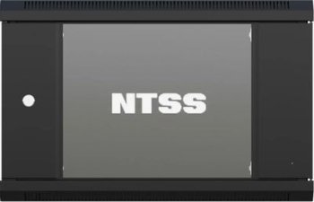 Шкаф коммутационный NTSS NTSS-W9U6045GS-BL настенный 9U 570x450мм пер.дв.стекл 60кг черный 350мм 20.1кг 220град. 370мм IP20 сталь