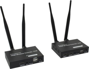 Беспроводной адаптер аудио\видеосигнала Orient <VE054> WiFi HDMI KVM Extender (HDMI 19M+USB -> WiFi -> HDMI 19M+USB,до 200м)