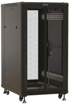 Шкаф серверный Hyperline (TTBR-2268-DD-RAL9004) напольный 22U 600x800мм пер.дв.перфор. задн.дв.перфор. 2 бок.пан. 1000кг черный 710мм 1166мм IP20