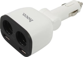 Автомобильный адаптер питания HOCO <Z28 White> USB (Вх.12-24V, Вых.5V, 2xUSB +два порта прикуривателя)