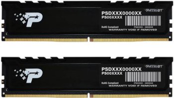 Оперативная память DDR5 2x16GB 5600MHz Patriot PSP532G5600KH1 Signature Premium RTL PC5-44800 CL46 DIMM 288-pin 1.1В kit single rank с радиатором Ret