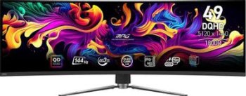 Монитор MSI 49" MPG 491CQP черный QD OLED LED 32:9 HDMI матовая HAS Piv 250cd 178гр/178гр 5120x1440 144Hz DP DQ USB 10.3кг