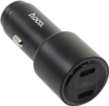 Автомобильный адаптер питания HOCO <NZ3 Black> USB (Вх.12-24V, Вых.5/9/12V, 20W, 2xUSB-C)