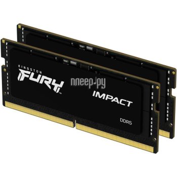 Оперативная память для ноутбуков Kingston Fury Impact Black DDR5 SO-DIMM 6000MHz PC-48000 CL38 - 32Gb (2х16Gb) KF560S38IBK2-32