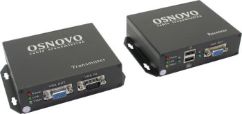 Удлинитель по витой паре Osnovo <TA-VKM/3+RA-VKM/3(ver.2)> VGA Extender KVM (VGA 15F+USB-> RJ45-> VGA 15F+USB, до 100м) +2б.п
