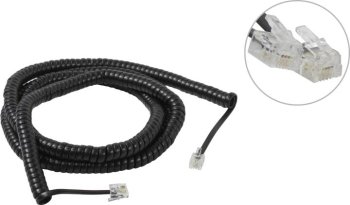 Кабель телефонный Greenconnect <GCR-TP6P4C-TW-10.0m> Кaбель телефонный чёрный, 10м