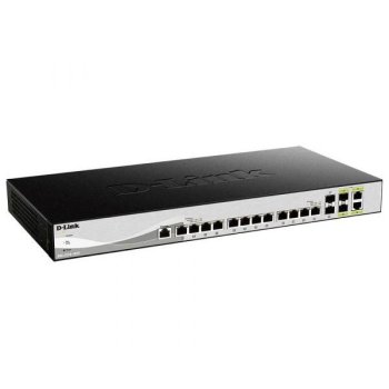 Коммутатор D-Link DXS-1210-16TC/B1A PROJ Настраиваемый L2+ с 12 портами 10GBase-T, 2 портами 10GBase-X SFP+ и 2 комбо-портами 10GBase-T/SFP+