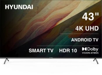 Телевизор-LCD Hyundai 43" H-LED43BU7009 Android TV Frameless черный/черный 4K Ultra HD 60Hz MEMC DVB-T DVB-T2 DVB-C DVB-S DVB-S2 USB WiFi Smart TV