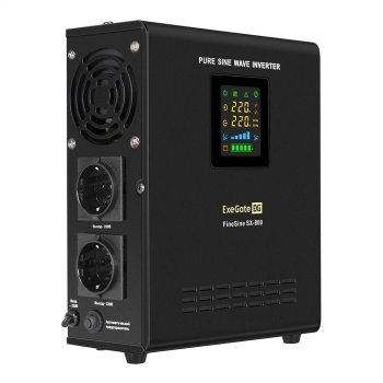 Источник бесперебойного питания Exegate EX295996RUS (инвертор, синус, для котла) настенный ExeGate FineSine SX-800.LCD.AVR.2SH <800VA/500W, чистая син