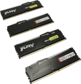 Оперативная память Kingston Fury Beast Black RGB DDR5 5200 МГц 4x32 ГБ (KF552C40BBAK4-128)