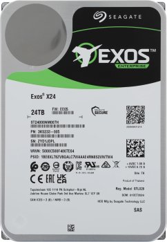 Жесткий диск серверный Seagate 3.5"; 24TB Exos X24 SAS 12Gb/s, 7200 rpm, 512 MB ST24000NM007H