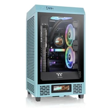 Корпус Thermaltake The Tower 200 Turquoise /Turquoise/Win/SPCC/Tempered Glass*1/CT140 Fan*2/Color Box