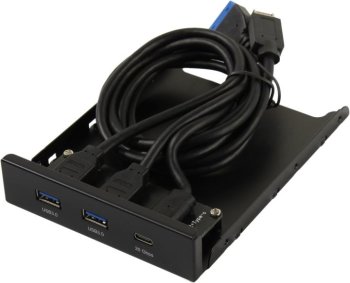 Панель фронтальная ExeGate U3H-616 <EX295471RUS> 2xUSB3.0+USB-C 10Gbps port Front Panel (крепление на лицевую панель корпуса 3.5")