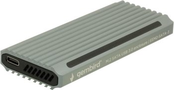 Внешний бокс Gembird EEM2-SATA-3 USB 3.1 для M2 SATA порт Type-С, RGB подсветка, металл, серебристый