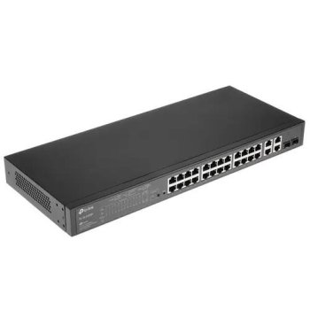 Коммутатор TP-Link SL2428P JetStream Smart с 24 портами RJ45 10/100 Мбит/с, 4 гигабитными портами RJ45 и 2 комбинированными портами RJ45/SFP