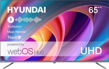 Телевизор-LCD Hyundai 65" H-LED65BU7100 WebOS Frameless Metal серый/серый 4K Ultra HD 60Hz MEMC DVB-T DVB-T2 DVB-C DVB-S DVB-S2 USB WiFi Smart TV
