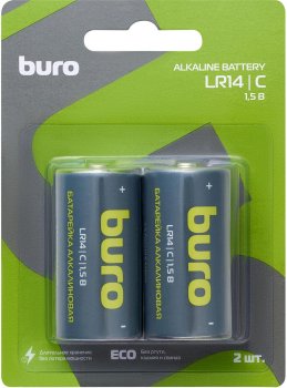 Батарейка Buro Alkaline LR14 C 7500mAh (2шт) блистер