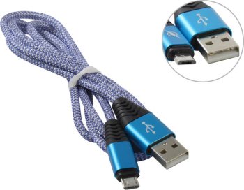 Кабель Smartbuy <iK-12HH blue> USB A-->micro-B 1м