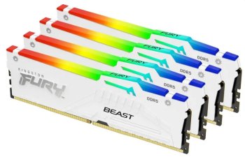 Оперативная память Kingston Fury Beast White RGB DDR5 5200 МГц 4x32 ГБ (KF552C40BWAK4-128)