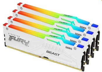 Оперативная память Kingston Fury Beast White RGB DDR5 5200 МГц 4x16 ГБ (KF552C40BWAK4-64)