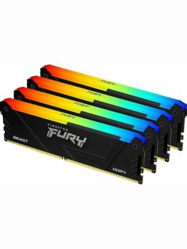 Оперативная память Kingston Fury Beast Black RGB DDR4 3200 МГц 4x16 ГБ (KF432C16BB2AK4/64)