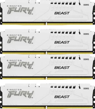 Оперативная память Kingston Fury Beast White DDR5 6000 МГц 4x16 ГБ (KF560C40BWK4-64)