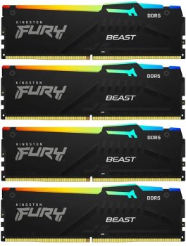 Оперативная память Kingston Fury Beast Black DDR5 5600 МГц 4x32 ГБ (KF556C40BBK4-128)