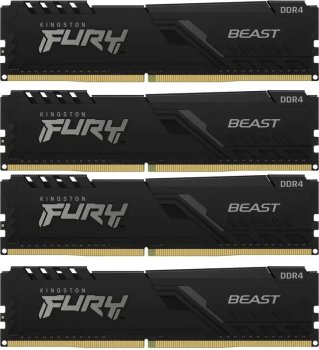 Оперативная память Kingston Fury Beast Black DDR4 3600 МГц 4x32 ГБ (KF436C18BBK4/128)