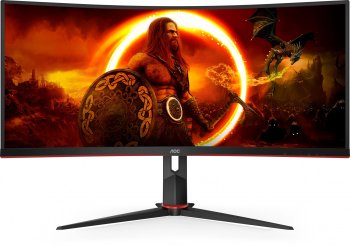 Монитор 34" AOC CU34G2XP Black-Red (VA, изогнутый, 3440x1440, 180Hz, 1 ms, 178°/178°, 300 cd/m, 80M:1, +2xHDMI 2.0, +2xDisplayPort 1.4, +4xUSB 3.0, +M