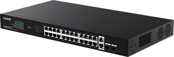 Коммутатор Tenda TEG1128P-24-250W неуправляемый PoE, 26x1 Гбит/с, PoE 24х30 Вт (до 230Вт), SFP 2х1 Гбит/с