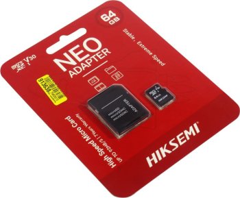 Карта памяти microSDHC 64GB HIKSEMI NEO ADAPTER HS-TF-C1/64G/ADAPTER <HS-TF-C1/64G/ADAPTER> (с SD адаптером) R/W Speed 92/30MB/s