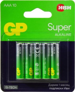 Батарейка GP Super GP24A/IVI-2CR10 (LR03) Size AAA, 1.5V, щелочной (alkaline) <уп.10 шт>