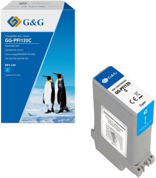 Картридж G&G GG-PFI120C голубой (130мл) для Canon imagePROGRAF TM-200/205/300/305/250