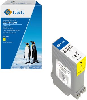 Картридж G&G GG-PFI120Y желтый (130мл) для Canon imagePROGRAF TM-200/205/300/305/250
