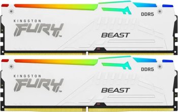 Оперативная память Kingston Fury Beast White RGB DDR5 6000 МГц 2x16 ГБ (KF560C36BWE2AK2-32)