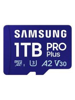 Карта памяти Samsung PRO Plus, microSDXC 1TB, Class 10, A2, V30, UHS-I (U3), W 130 МБ/с, R 180 МБ/с, адаптер на SD