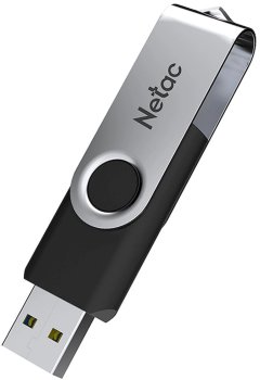 Накопитель USB Netac U505, 4ГБ, USB 2.0, черный/серебристый, NT03U505N-004G-20BK