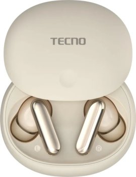 Наушники с микрофоном Tecno беспроводные Tecno True 1 Air, Bluetooth, USB Type-C, белый