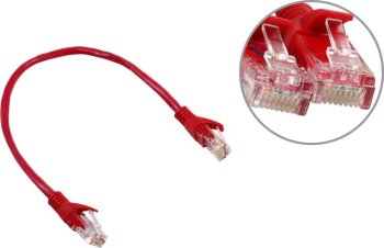 Кабель UTP ExeGate <UTP-RJ45-RJ45-5e-0.3M-RD> Patch Cord UTP кат.5e, 0.3м,красный <EX258666RUS>