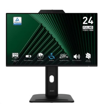 Монитор MSI PRO MP242PMG черный 9S6-3PD89T-005 23.8" 16:9 FHD(1920x1080) IPS Flat,Webcam,4ms(GTG),1000:1,100M:1,300nit,1xHDMI,1xDP,1xVGA,1xUSB-A,1xUSB