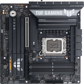 Материнская плата ASUS TUF GAMING B860M-PLUS WIFI, LGA1851, B860, 4*DDR5, 4*SATA, 3*M.2, 6*USB 3.2, 1*USB 2.0, Type-C, 1*PCIx16, 1*PCIx4, DP+HDMI, mAT